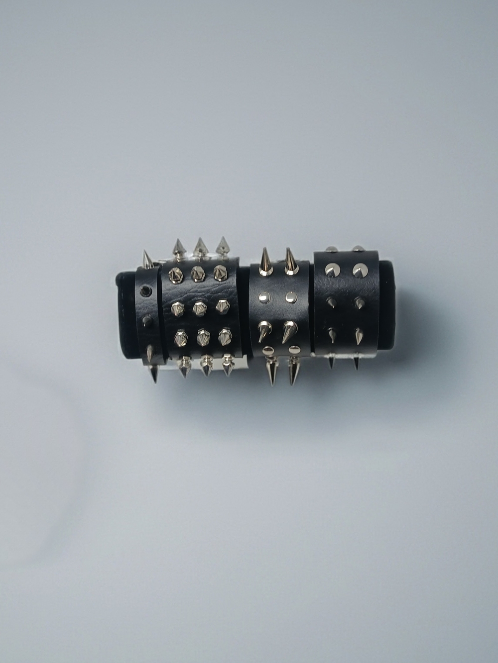 Y2K Adjustable Black Spike & Stud Leather Bracelet Bundle -Set Of 4 - Picture 7 of 8